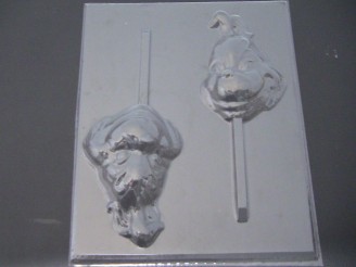 313sp Green Man Face Chocolate or Hard Candy Lollipop Mold